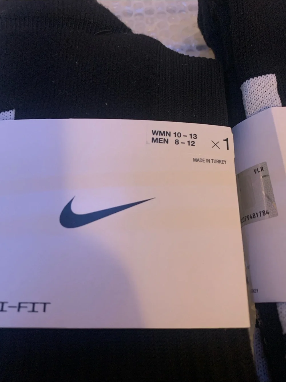Lot Of 2 Nike NBA Authentic Basketball Socks Black White PSK647-010 - Size 8-12